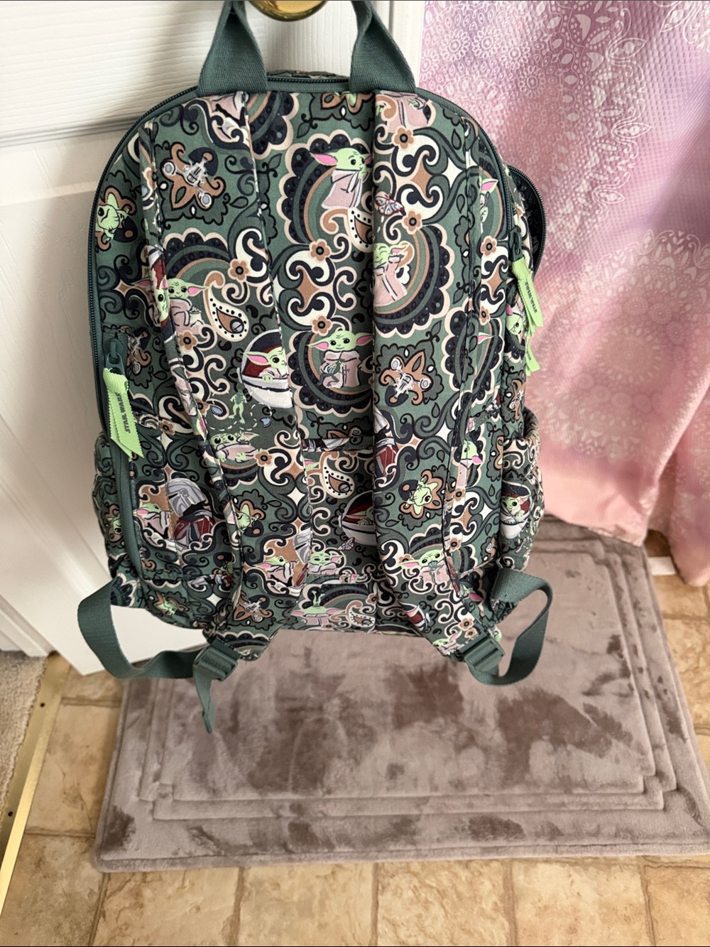 Quilted Green Patterned Star Wars Vera Bradley Backpack - Picture 3 of 3